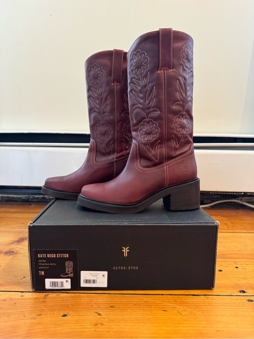 Frye For FP Kate Deco Stitch Boots in Merlot - Picture 8 of 8